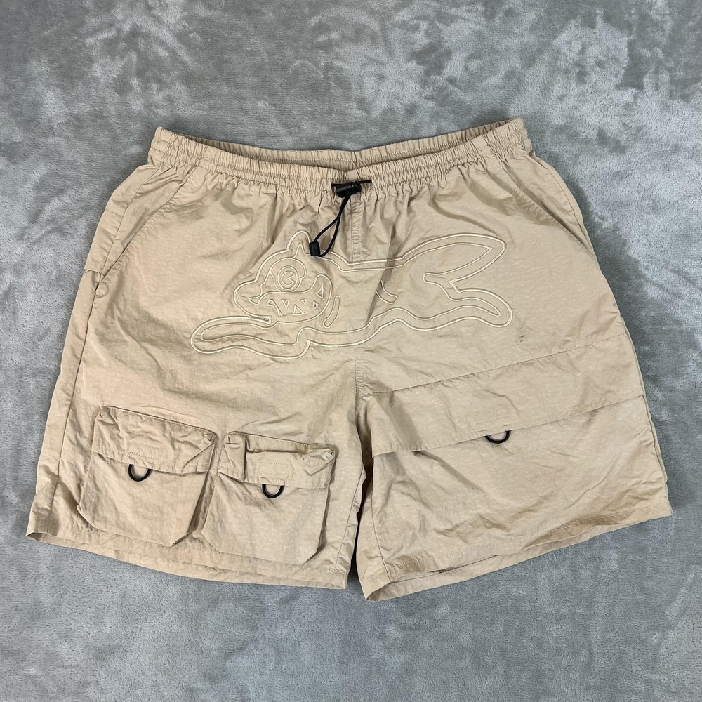 Icecream Shorts Mens Large Beige Nylon Cargo Bunny Graphic Streetwear Logo